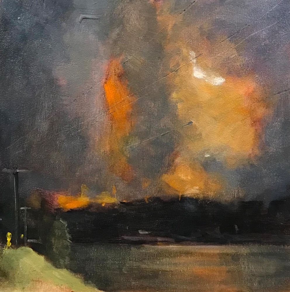 Acrylic painting of a Forest Fire