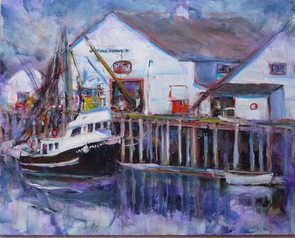 Acrylic painting of a Canadian Fishing Company Dock