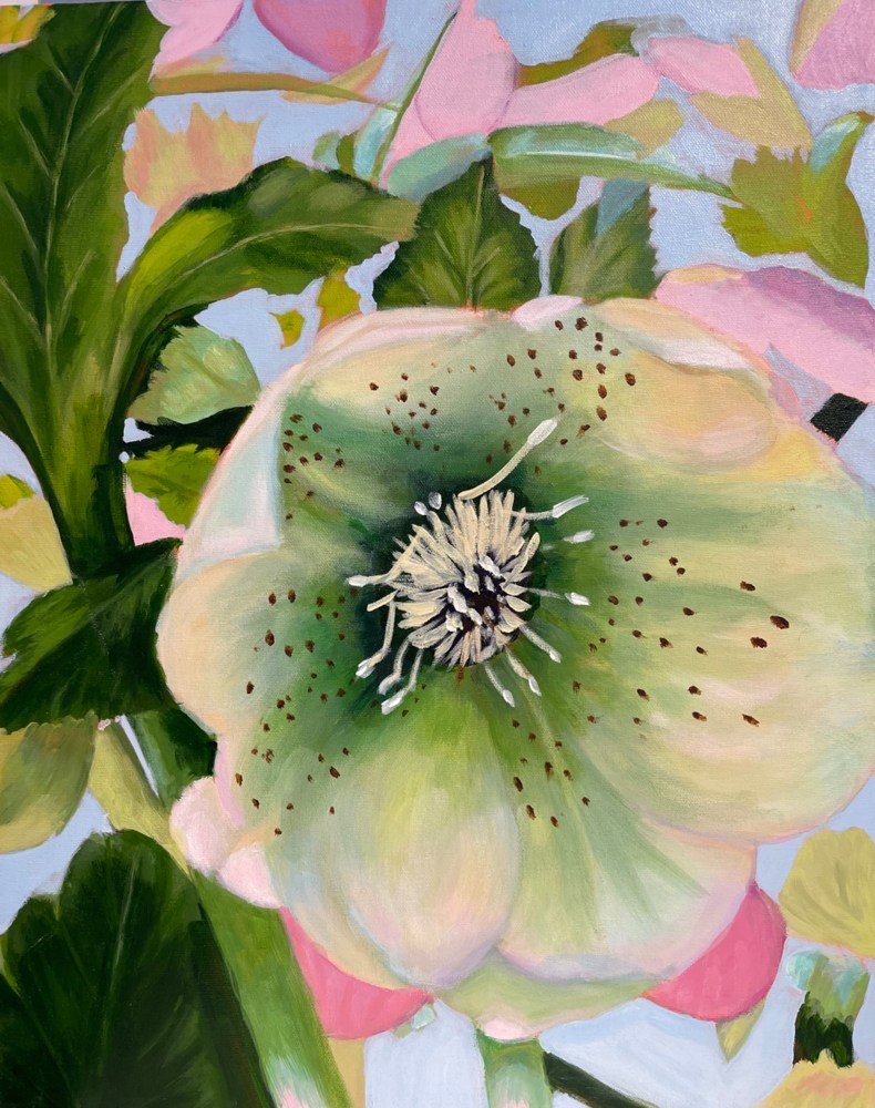 Acrylic painting of a white flower