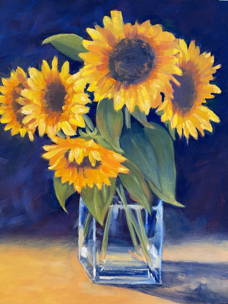 Oil painting of Sunflowers