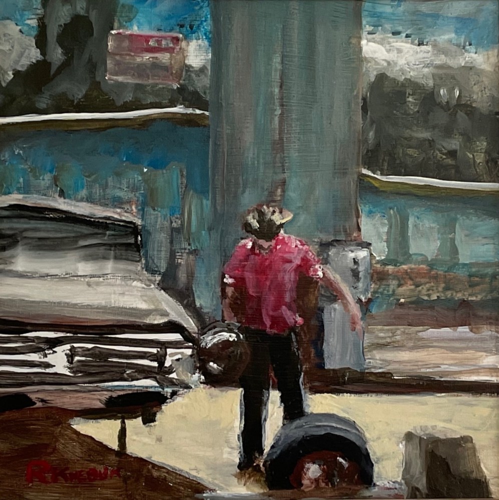 Acrylic painting of an ABQ Stop