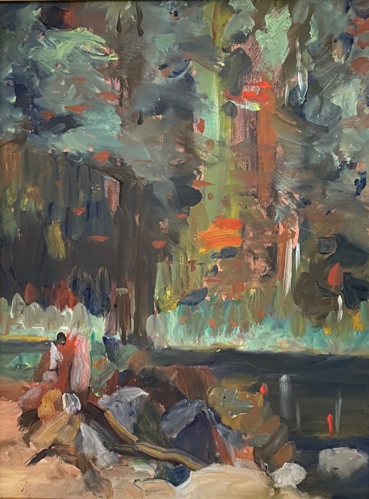 Oil painting of Trout Lake, Sunshine Coast