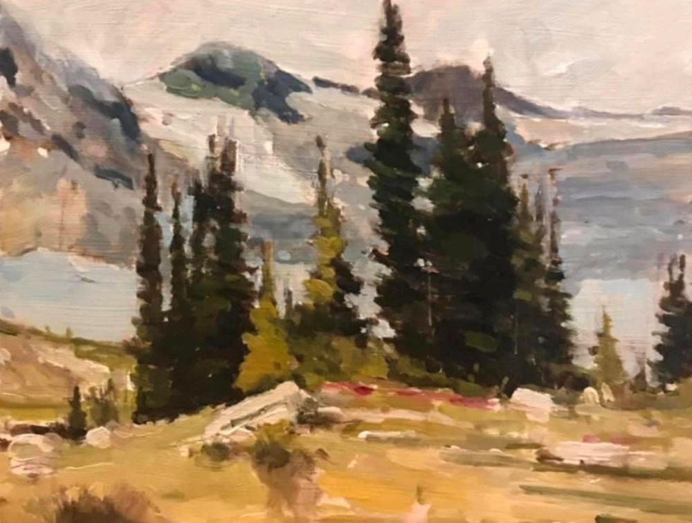 Acrylic painting of an Alpine View