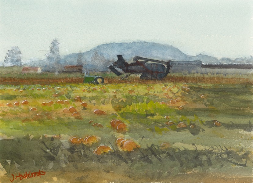 Watercolour painting of a Autumn Shiluouette