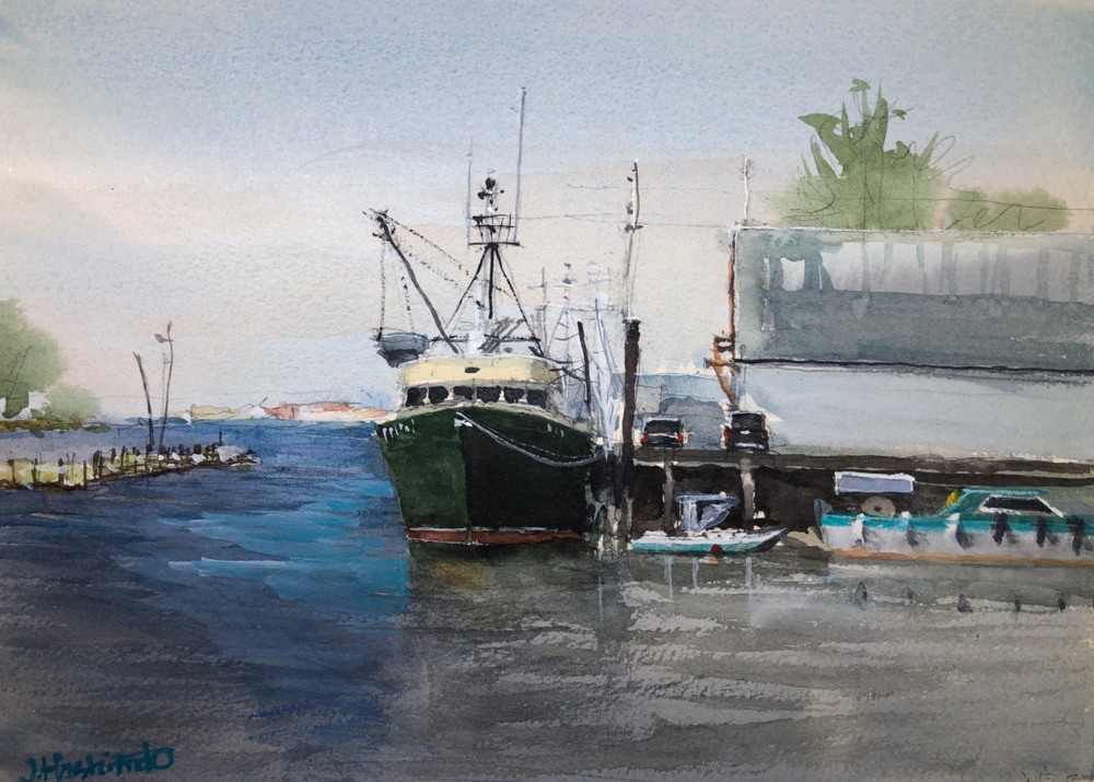 Watercolour painting of London Landing