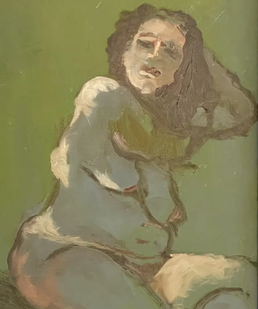 Oil painting of a Women in Green Mist