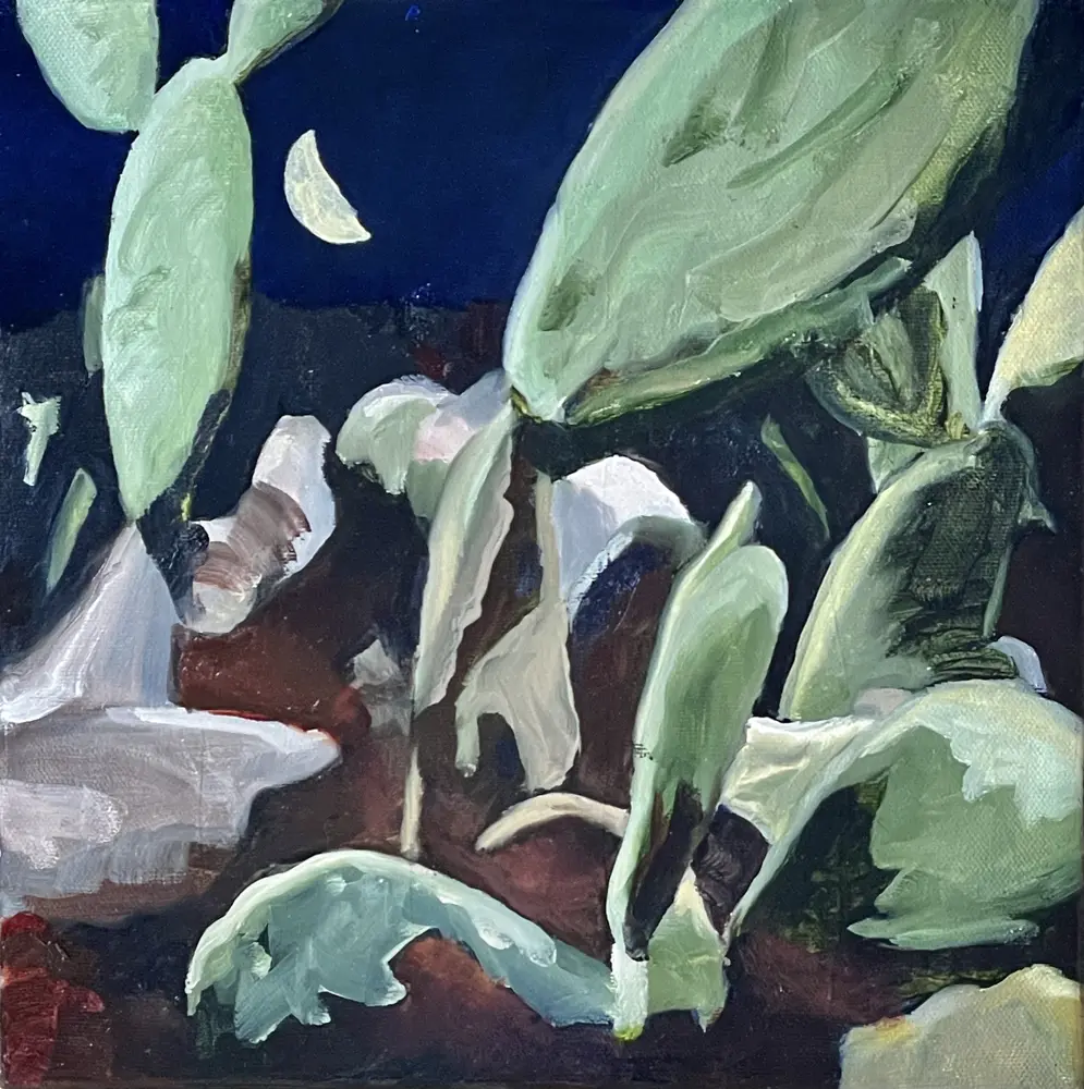 Oil painting of plants Dancin’ in Moonlight