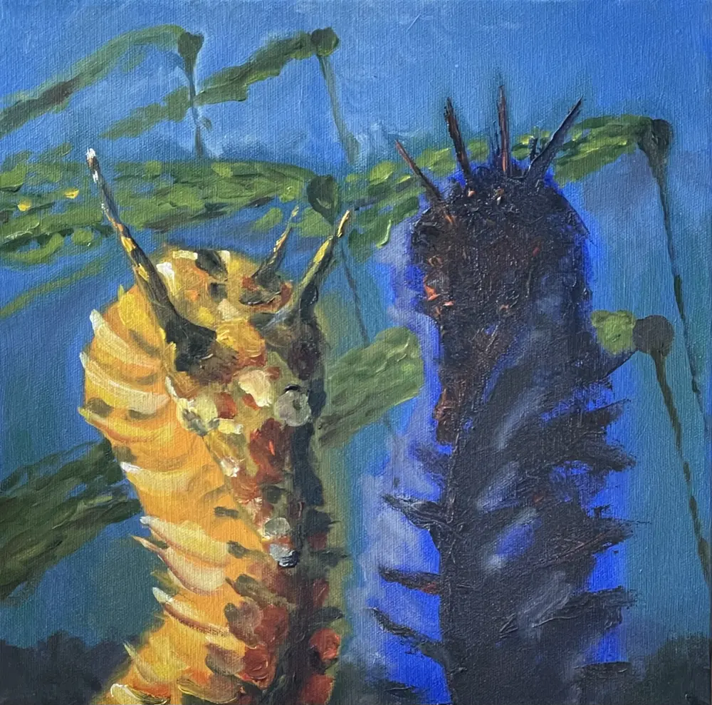Oil painting of Sea Horses
