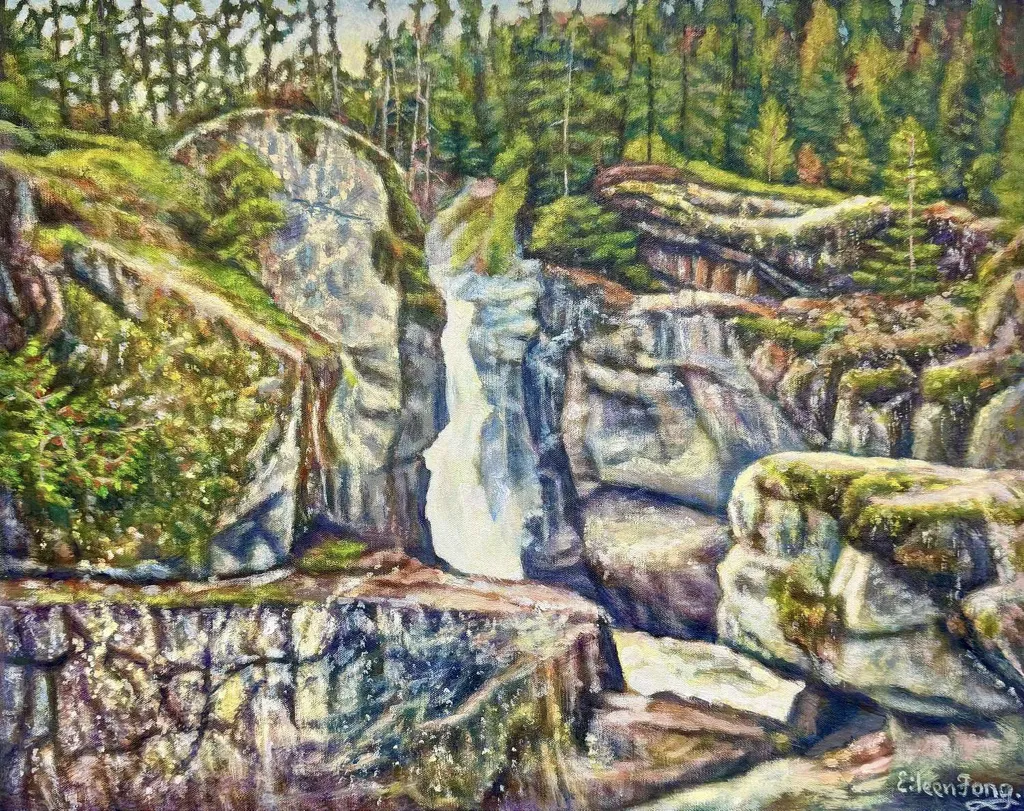 Acrylic - impressionistic painting of Nairn Falls Provincial Park